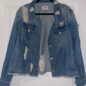 Distressed Denim Jacket | Size Large